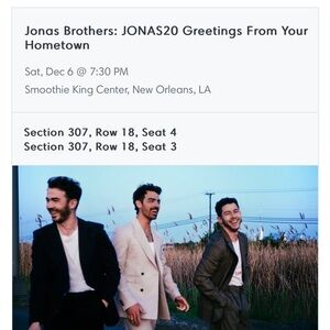 TWO Concert Tickets for Jonas Brothers!!!